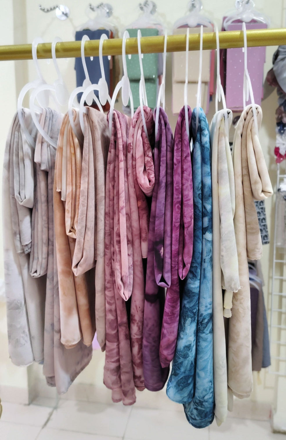 Tie and dye chiffon hijabs