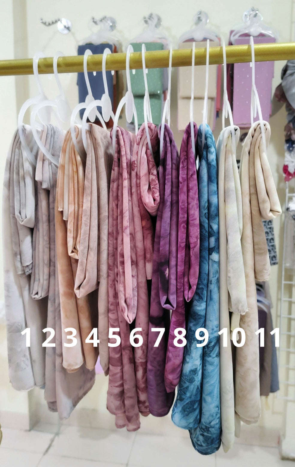Tie and dye chiffon hijabs