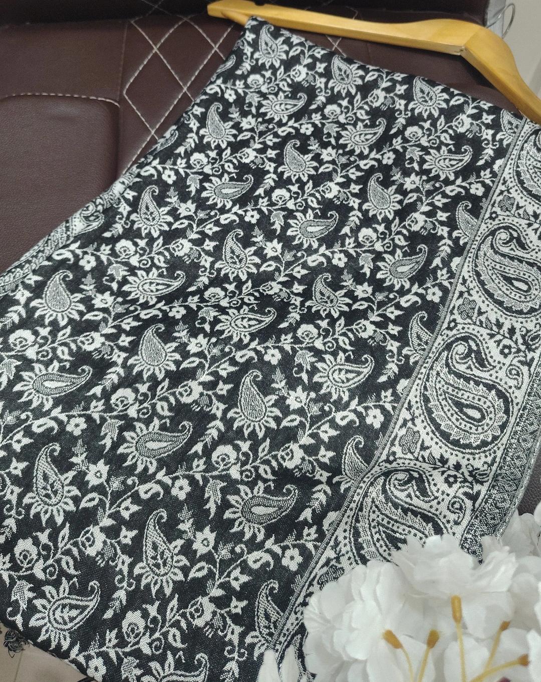 Midnight Ivory Pashmina Shawl