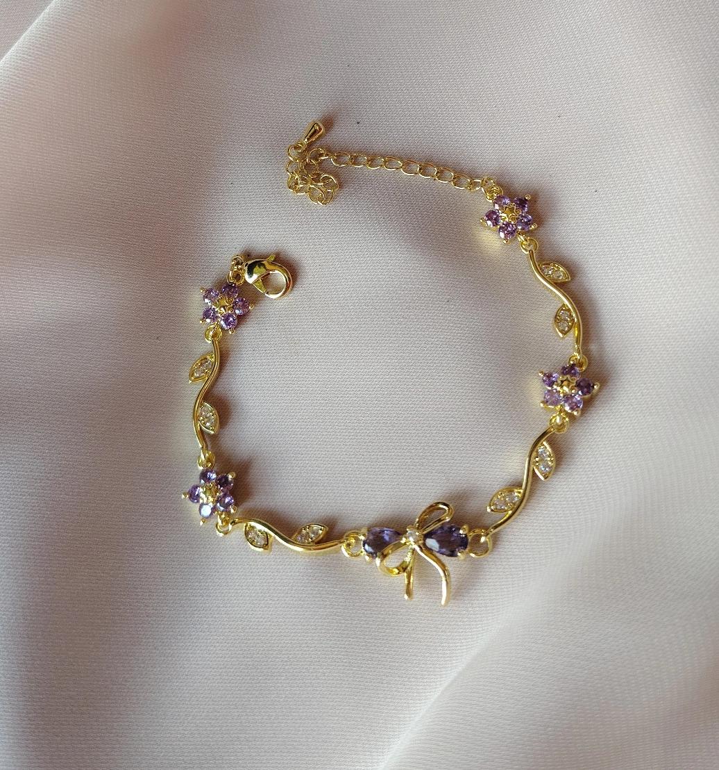 Lavender Bloom Bow Bracelet