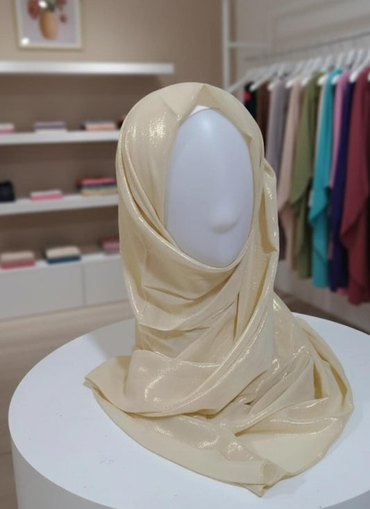 Golden shimmer chiffon hijab