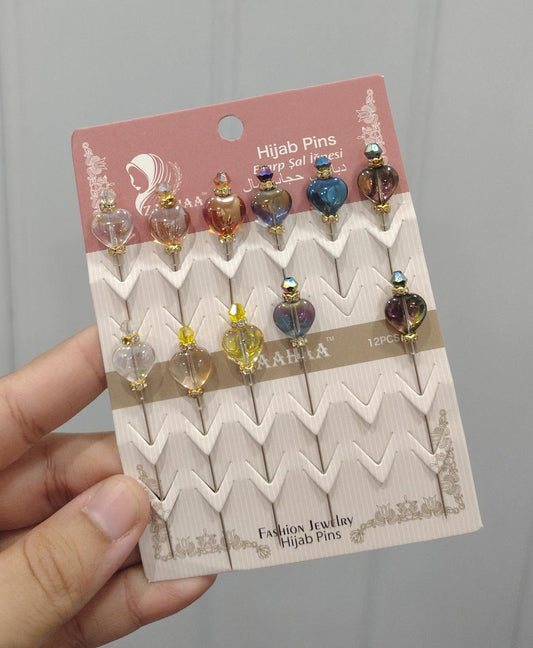 Crystal hijab pin - Heart