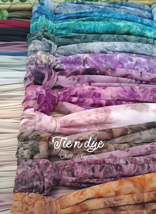 Tie and dye chiffon hijabs