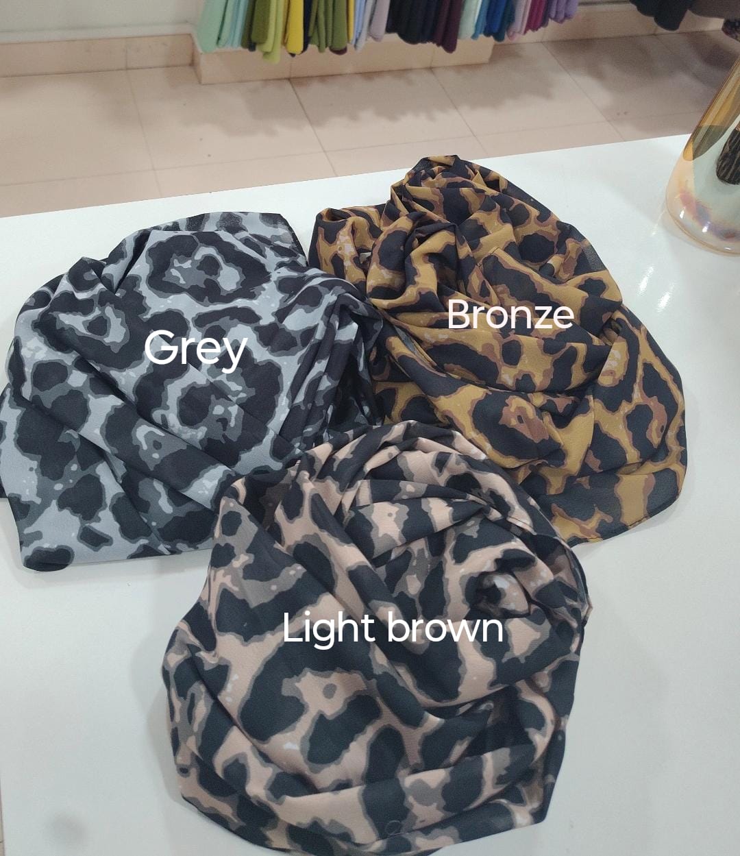 Printed chiffon hijabs - leopard print