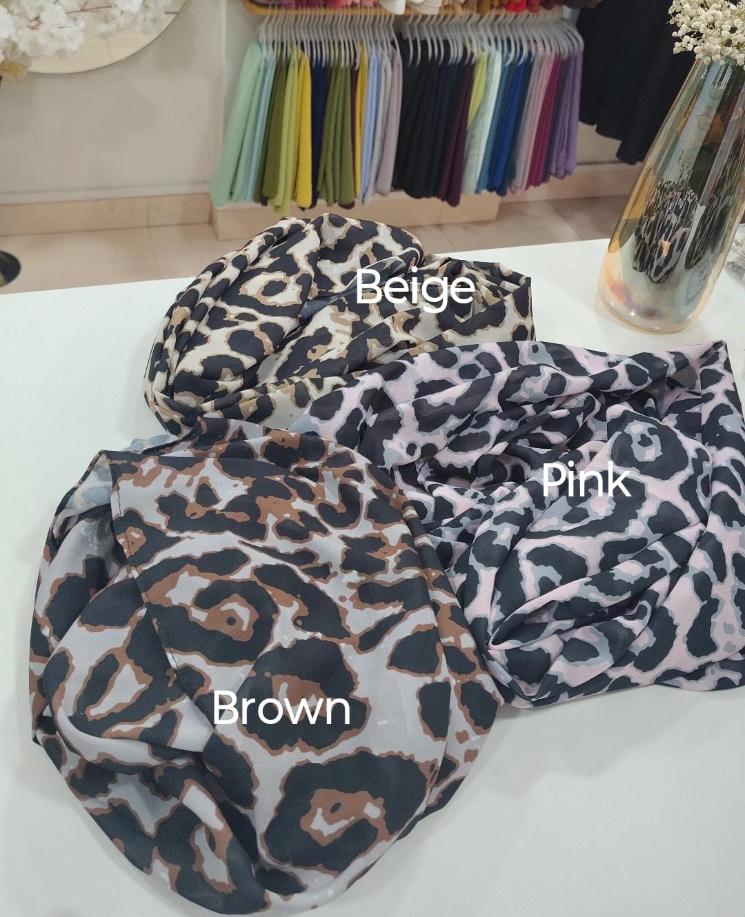 Printed chiffon hijabs - leopard print