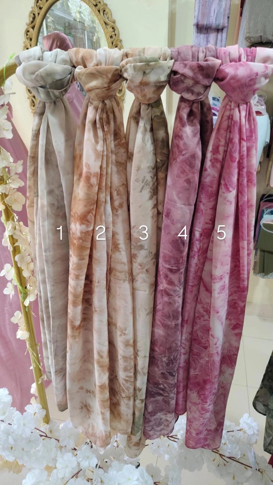 Tie and dye chiffon hijabs
