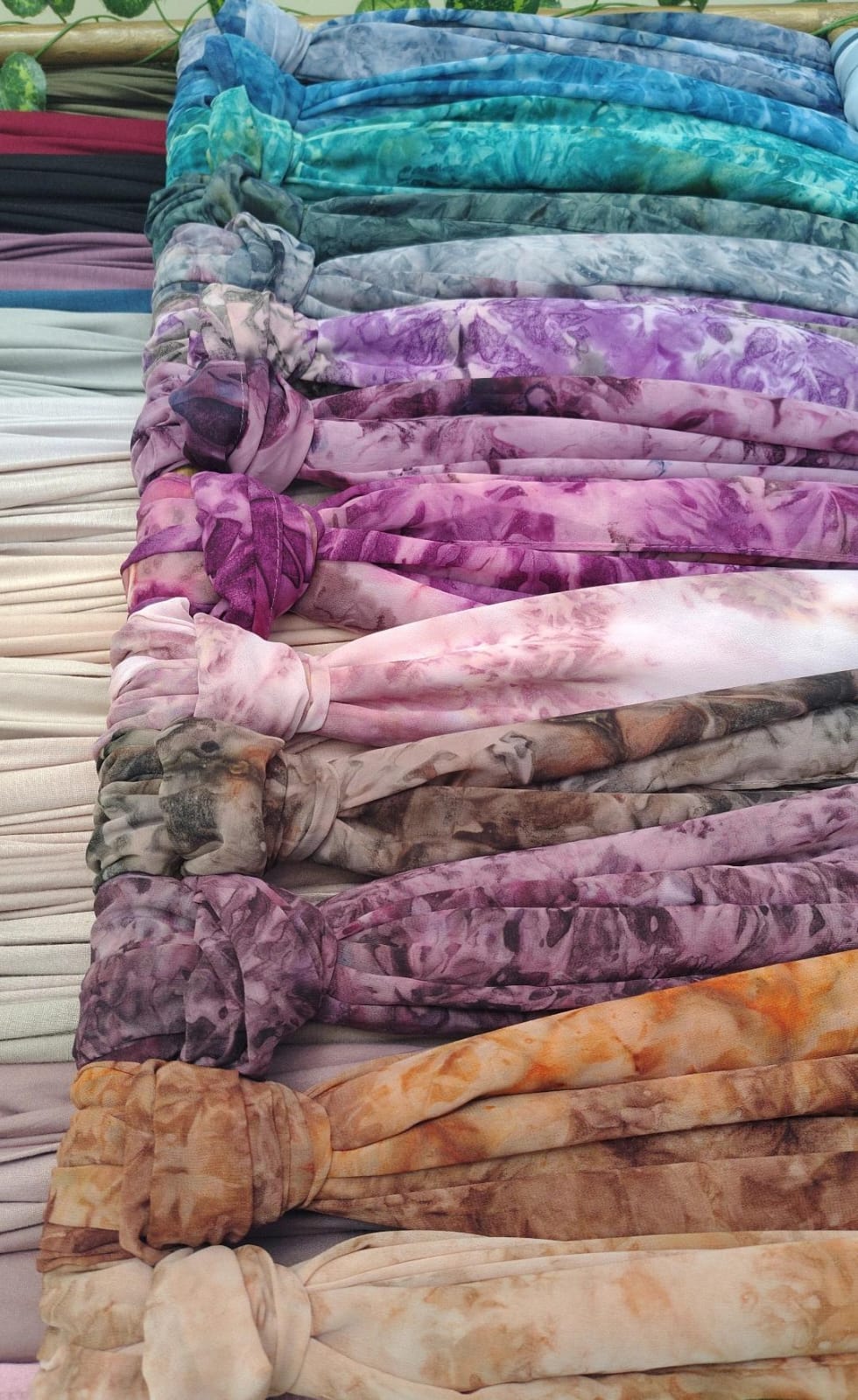 Tie and dye chiffon hijabs