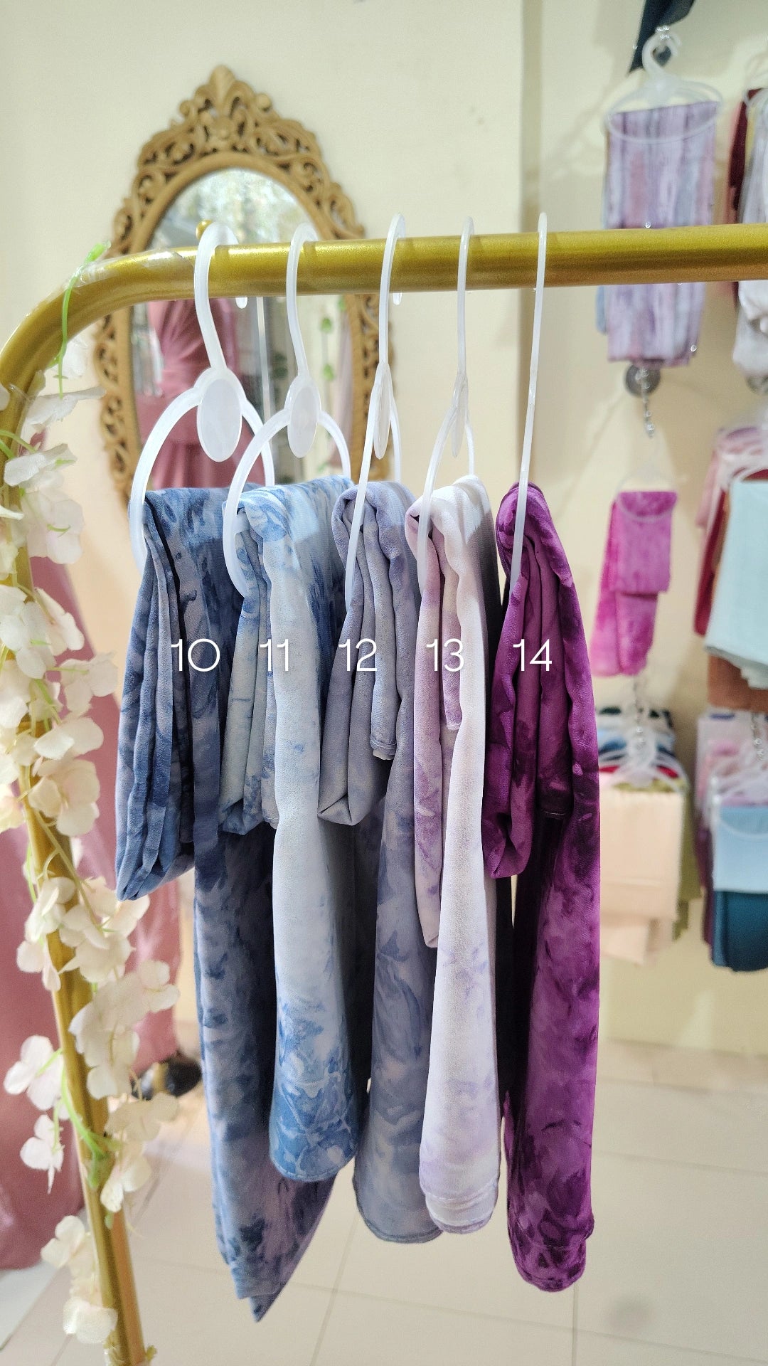 Tie and dye chiffon hijabs