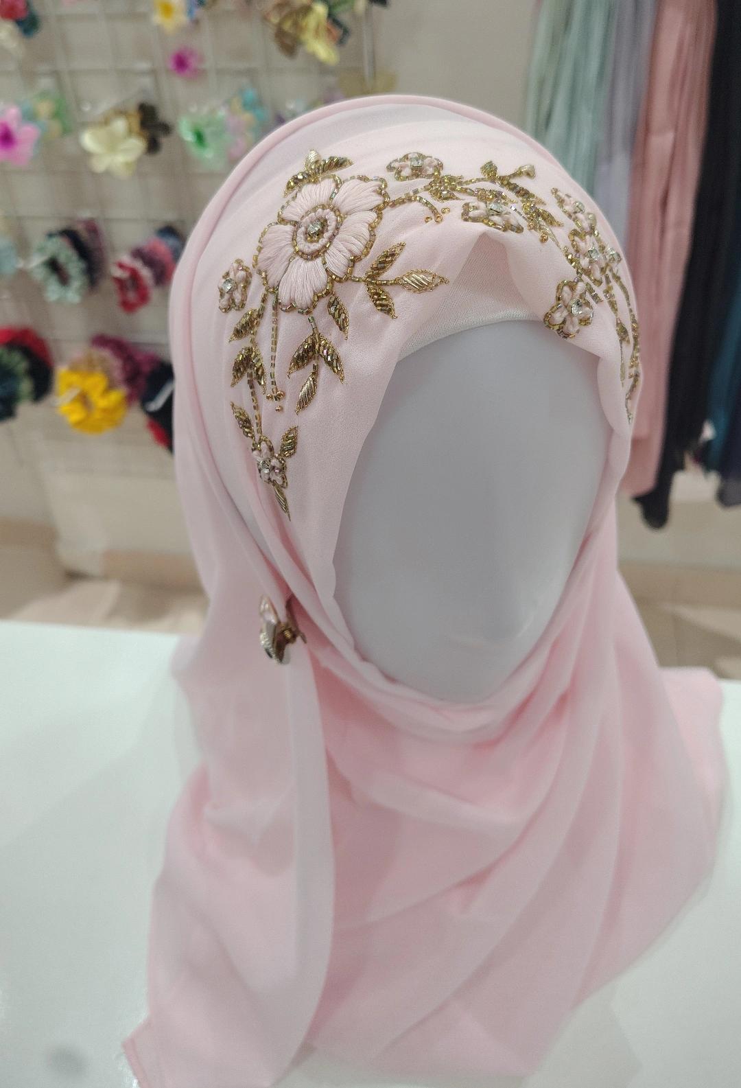 Blush Embroidered Hijab